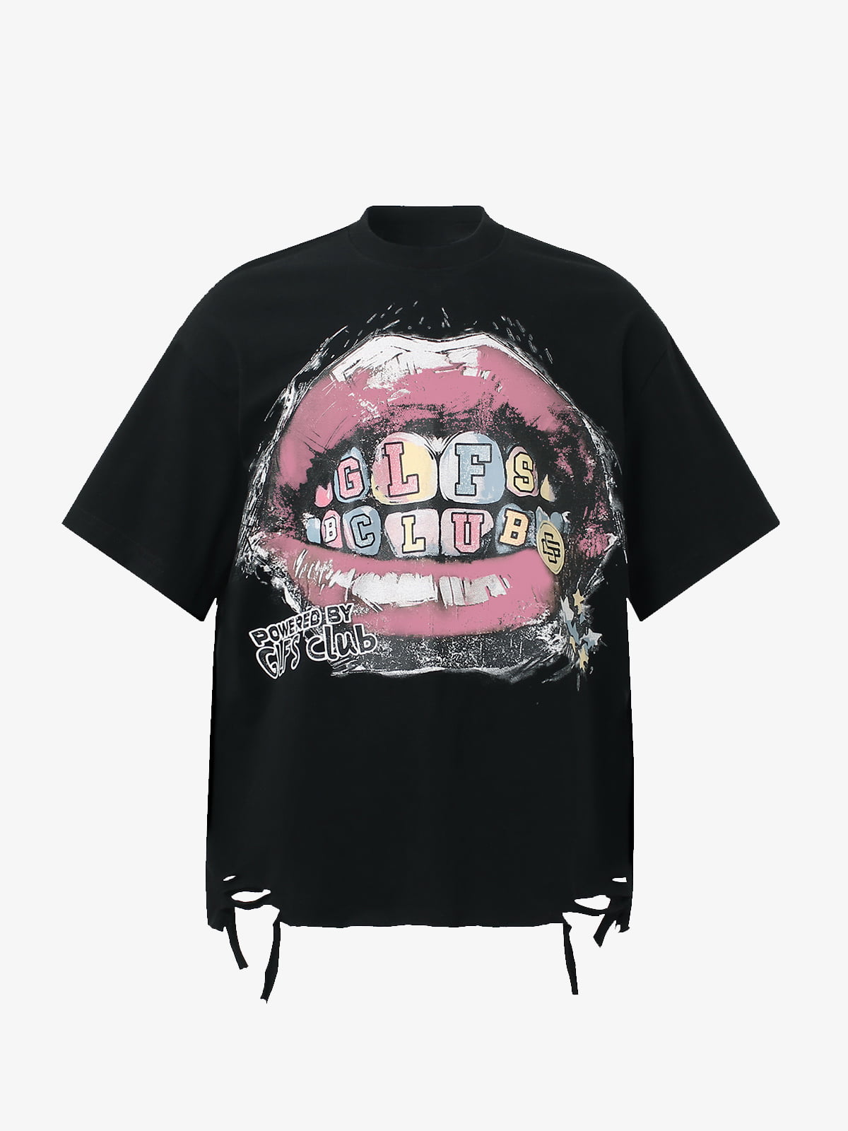 Retro Letter Lip Graphic T-Shirt-Coordom