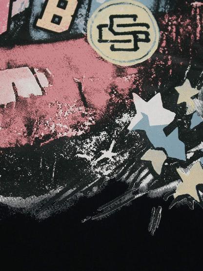 Retro Letter Lip Graphic T-Shirt-Coordom