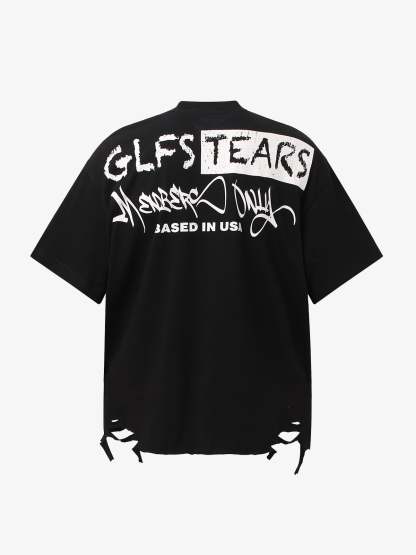 Retro Letter Lip Graphic T-Shirt-Coordom