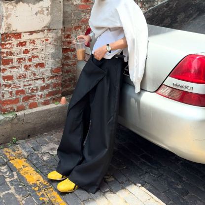 ASYMMETRICAL WRAP PANTS-Coordom