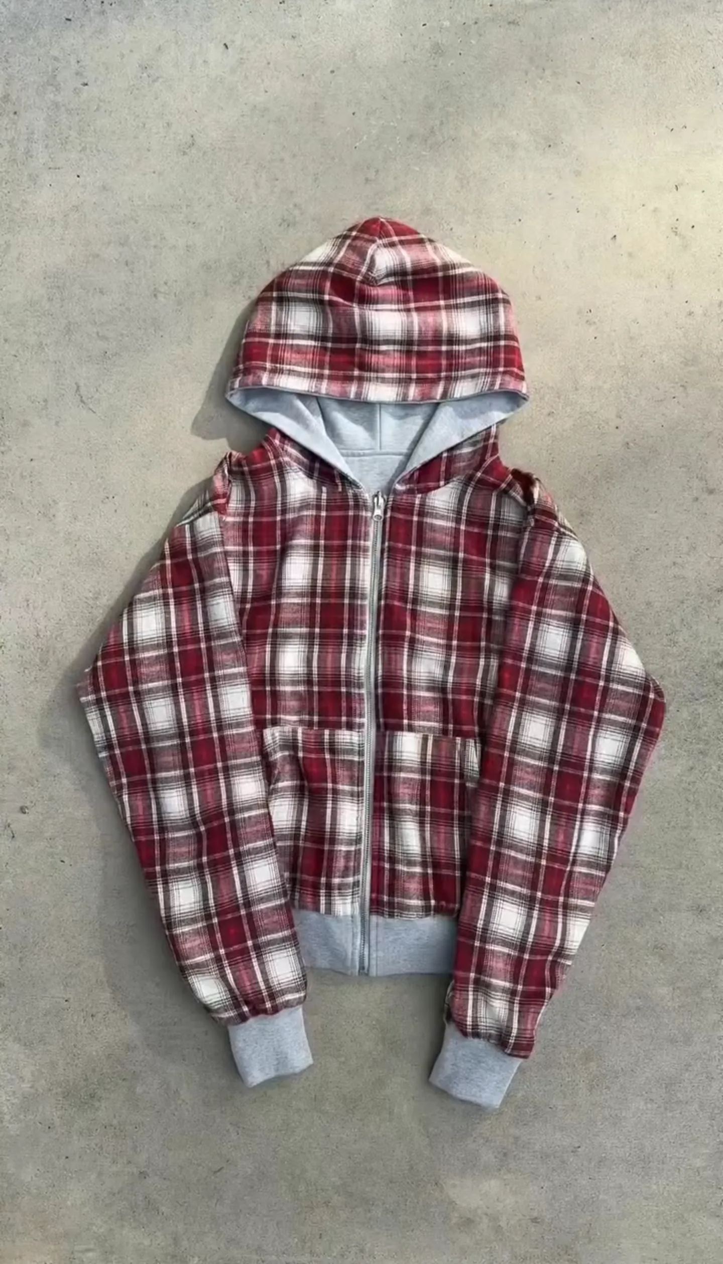 REVERSIBLE PLAID ZIP HOODIE|Streetwear Oversized Vintage Casual Wear-Coordom