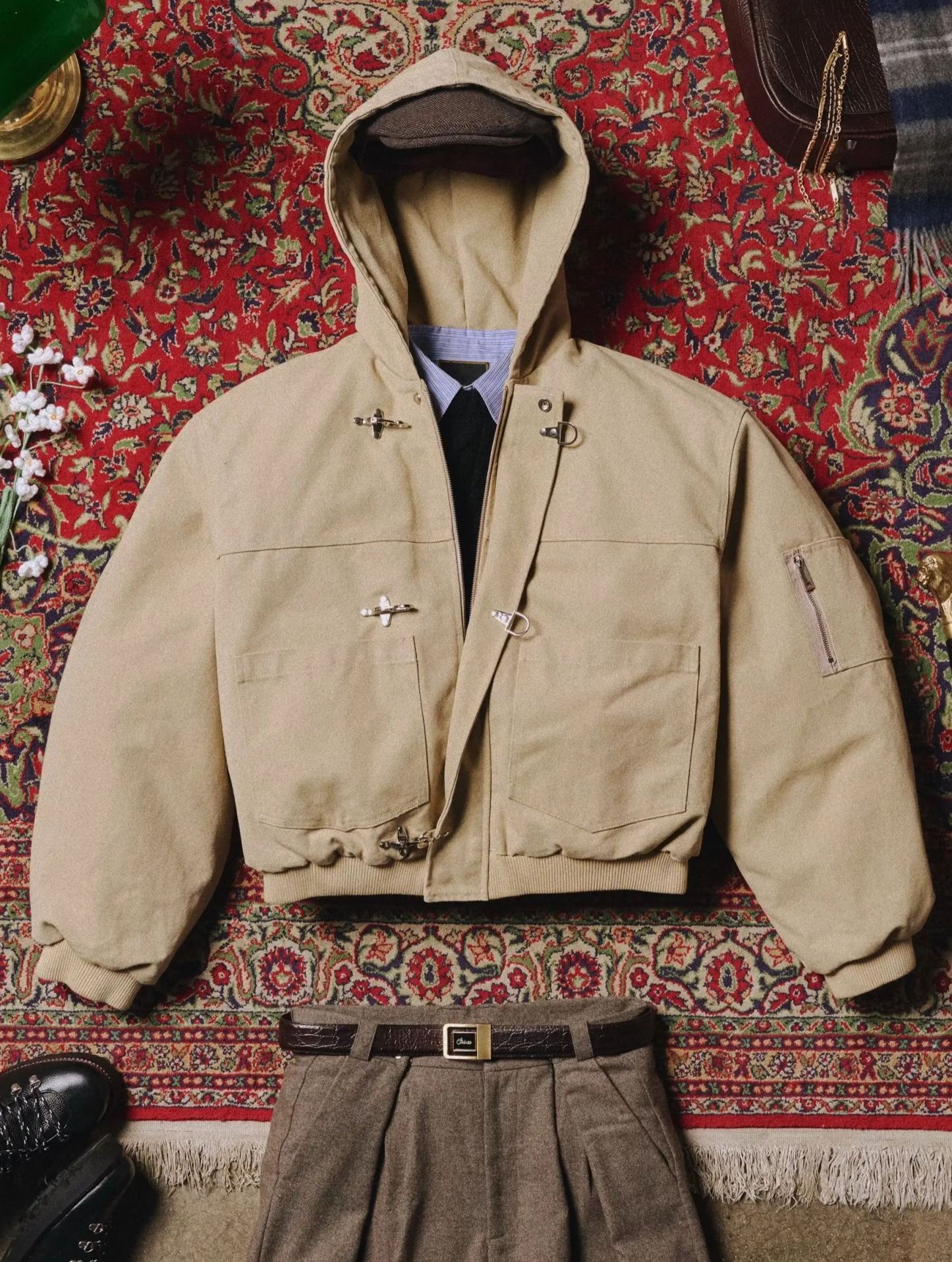 CANVAS CLASP BOMBER JACKET-Coordom