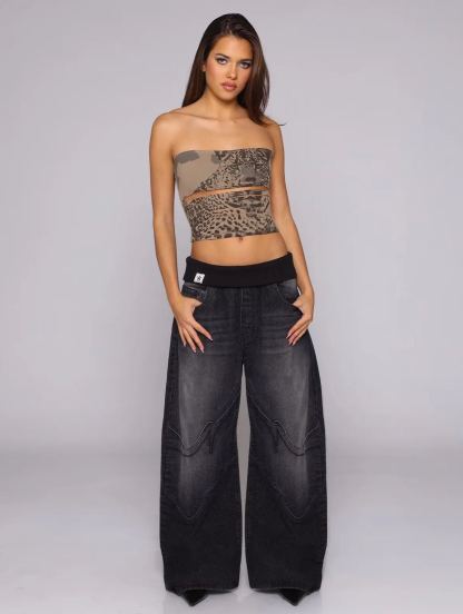 Star Revice Baggy Jeans | Vintage Y2K Streetwear Denim Pants-Coordom
