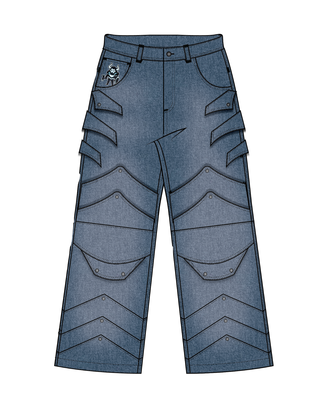 "WINTER ARMOR" Blue Cargo Pants-Coordom