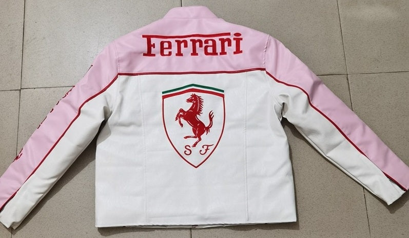 Ferrari Pink Leather Vintage Racing Jacket
