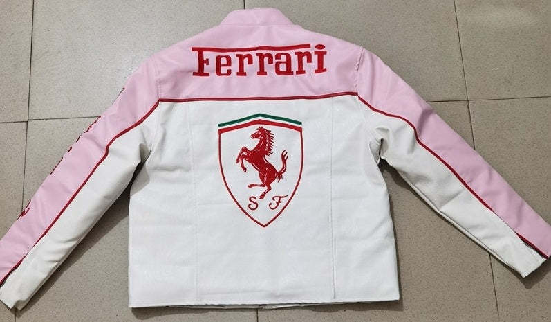 Ferrari Pink Leather Vintage Racing Jacket