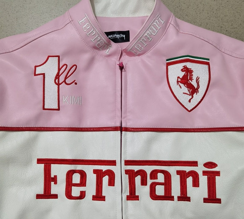 Ferrari Pink Leather Vintage Racing Jacket