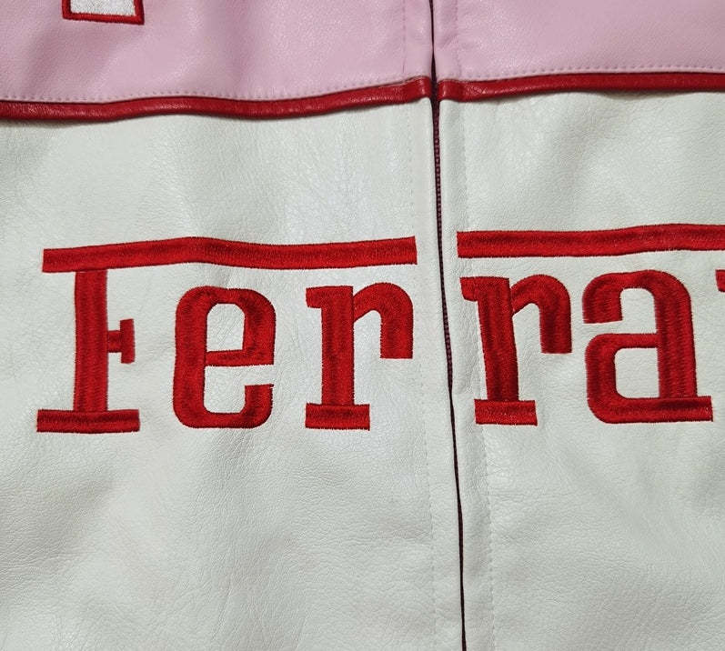 Ferrari Pink Leather Vintage Racing Jacket