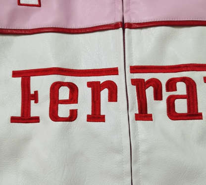 Ferrari Pink Leather Vintage Racing Jacket