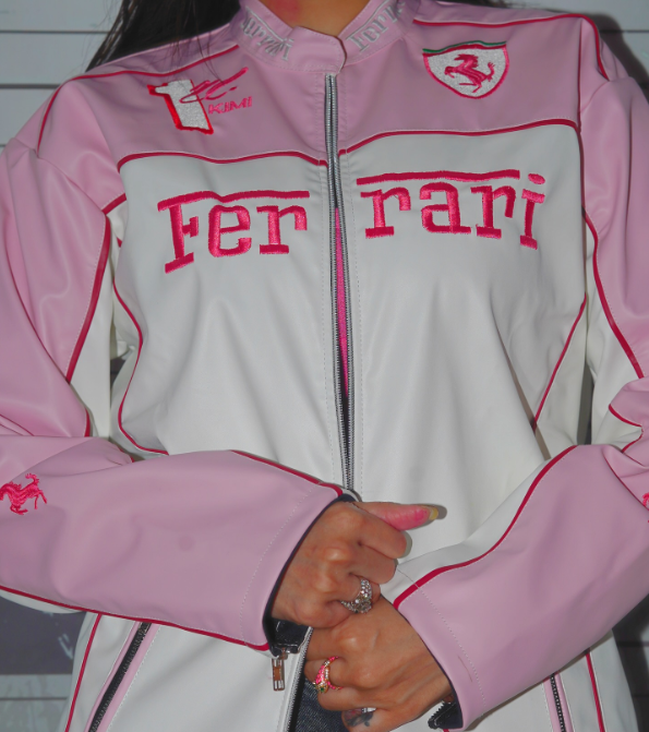 Ferrari Pink Leather Vintage Racing Jacket