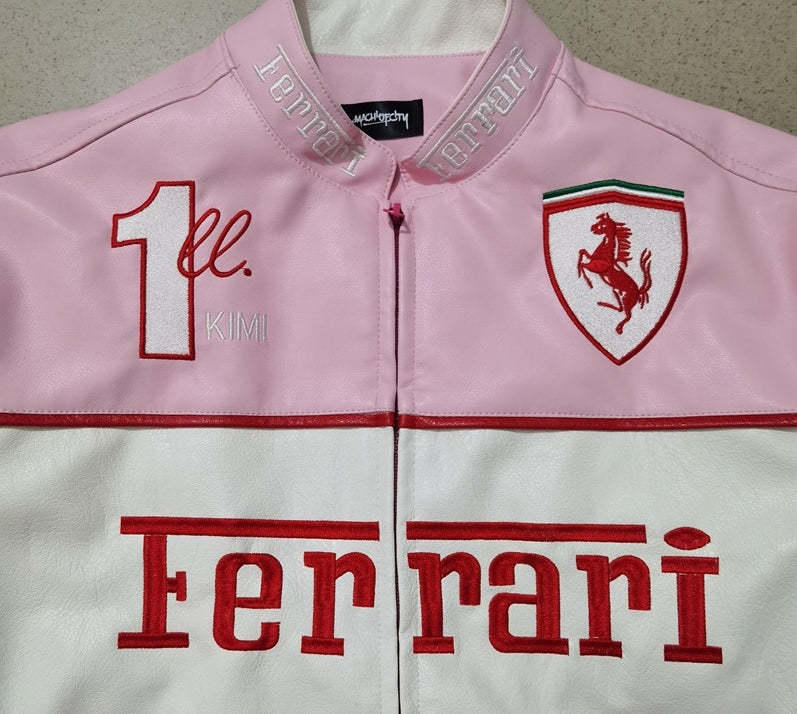 Ferrari Pink Leather Vintage Racing Jacket