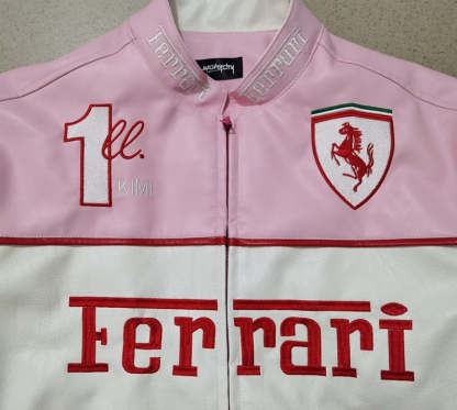 Ferrari Pink Leather Vintage Racing Jacket
