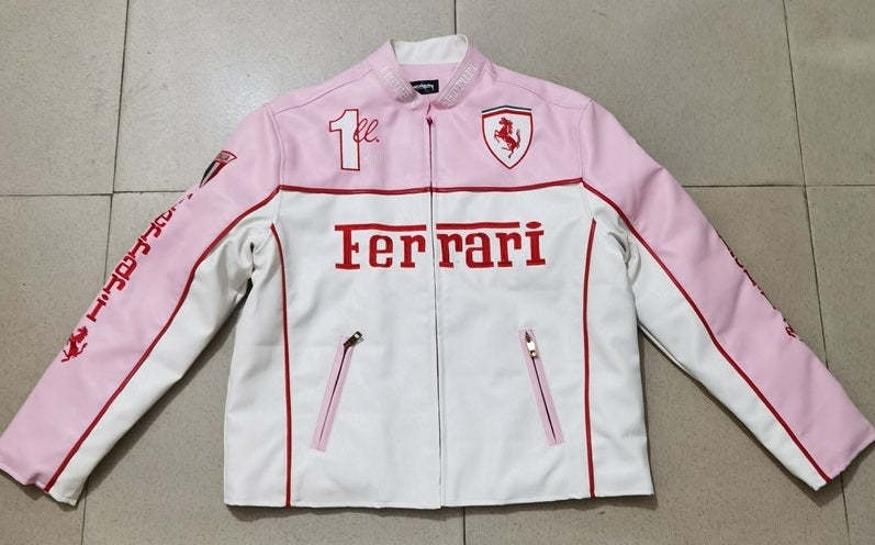 Ferrari Pink Leather Vintage Racing Jacket