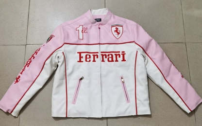 Ferrari Pink Leather Vintage Racing Jacket