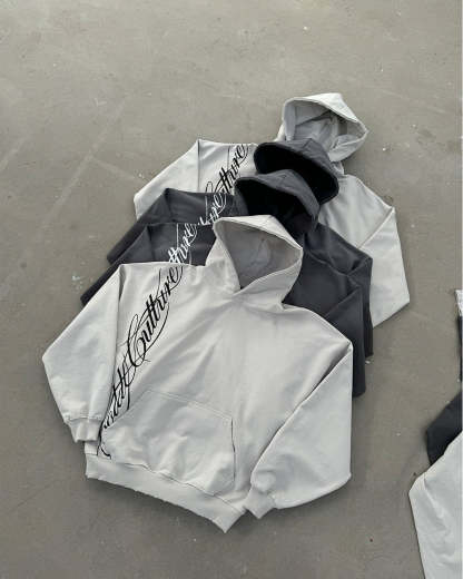 Script Hoodie (Antracite Grey) | Minimalist Streetwear Oversized Sweatshirt-Coordom