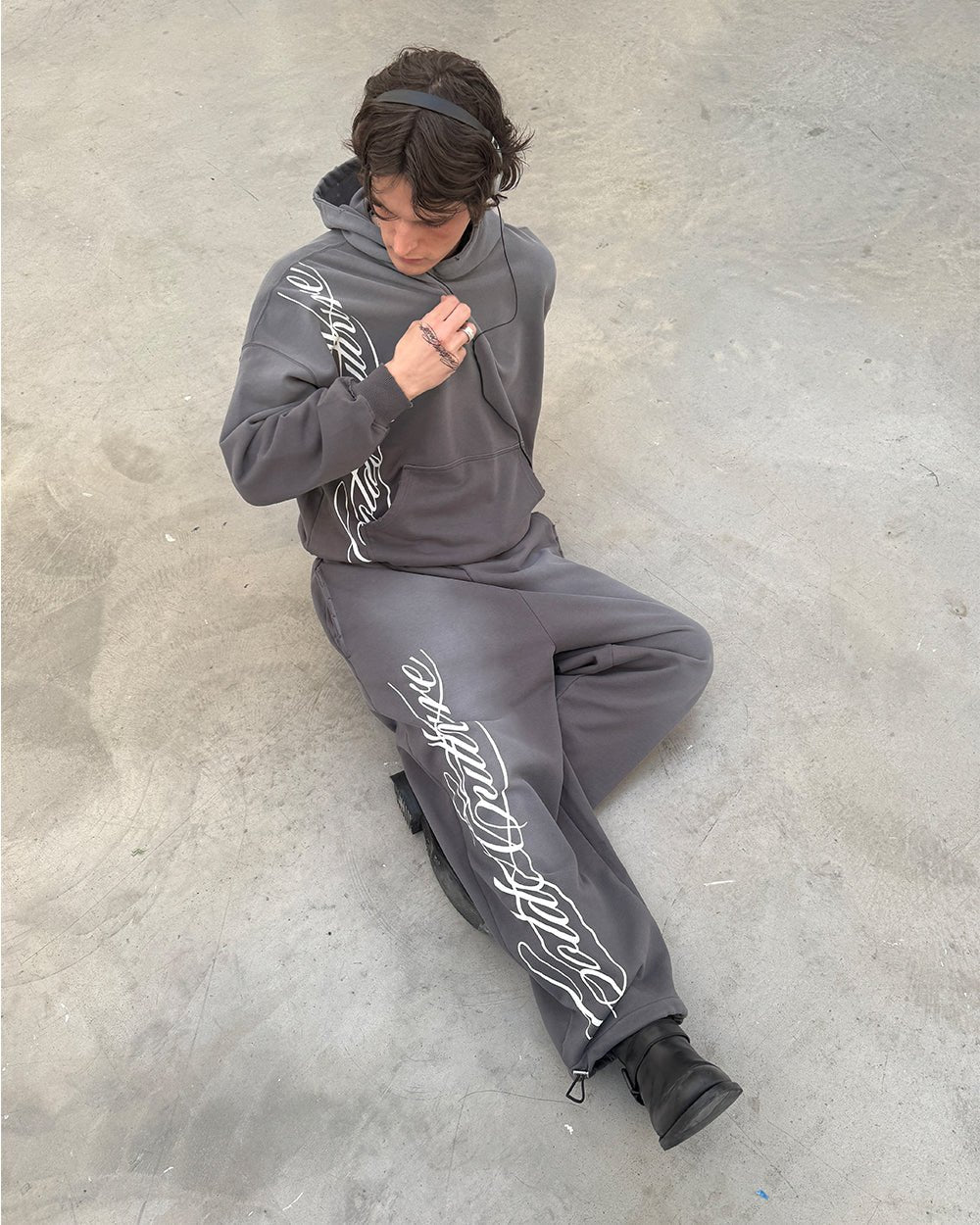 SCRIPT SWEATPANTS ANTRACITE GREY-Coordom
