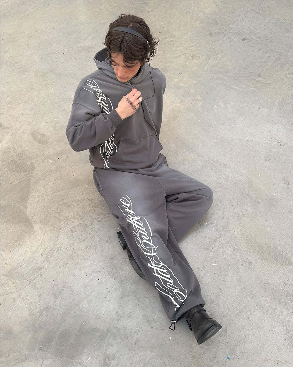 SCRIPT SWEATPANTS ANTRACITE GREY-Coordom