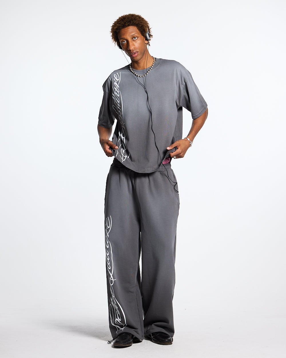 SCRIPT SWEATPANTS ANTRACITE GREY-Coordom