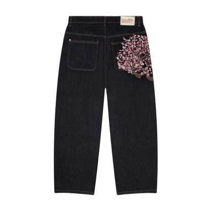Cherry Blossom Embroidery Jeans-Coordom