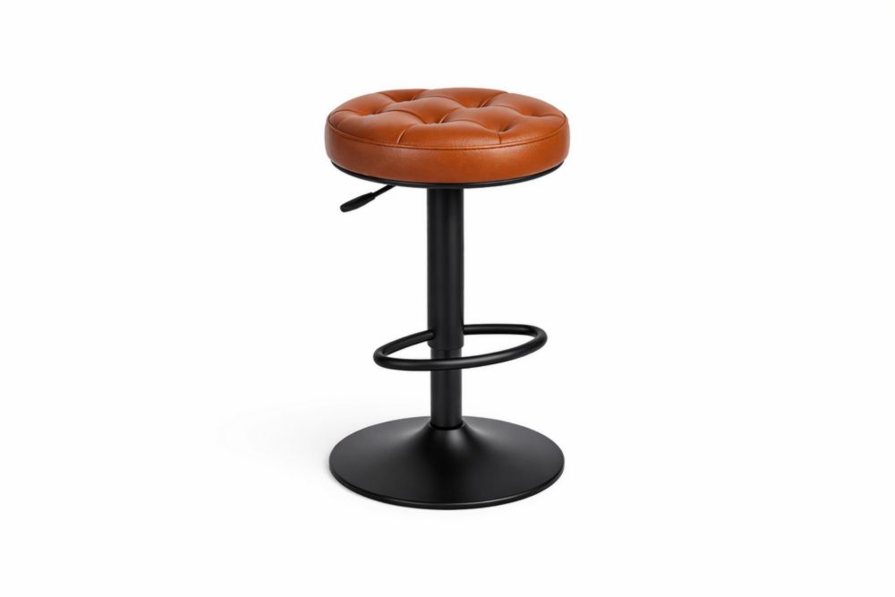 Tabouret de bar réglable cuir synthétique Marron