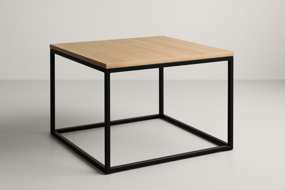 Table Basse Carrée en Bois et Métal 80x80x45 cm