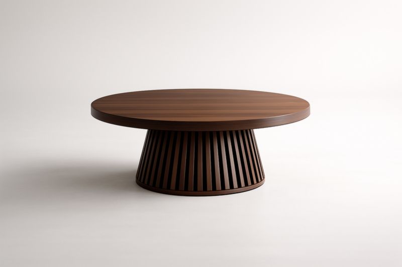 Table Basse Ronde en Bois Marron Ø90cm