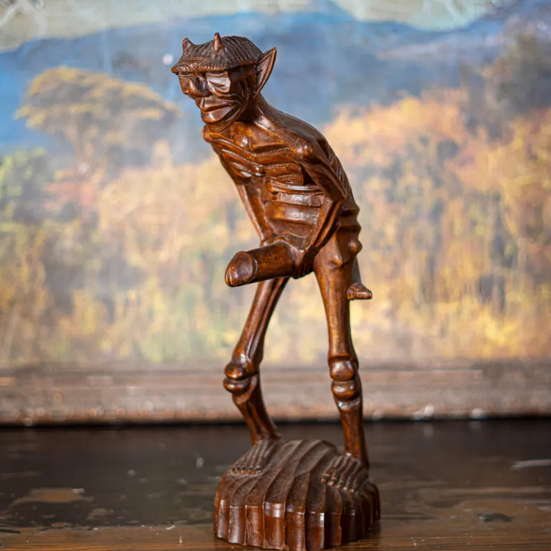 🪵 Handcrafted Devilish Wooden Figurine