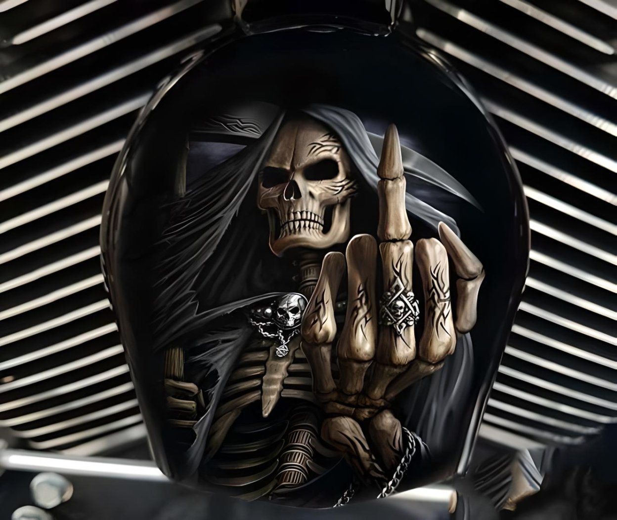 🔥COWBELL HORN COVER-Scrollwork Skulls