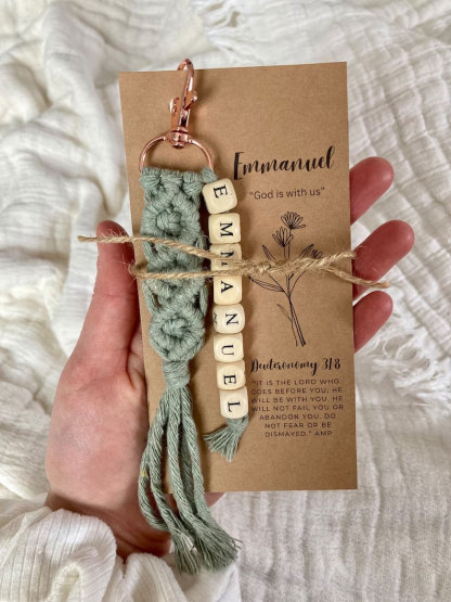 Praise His Name Macrame Keychains