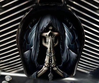 🔥COWBELL HORN COVER-Scrollwork Skulls