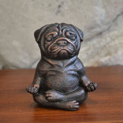 Meditating pug statue large size