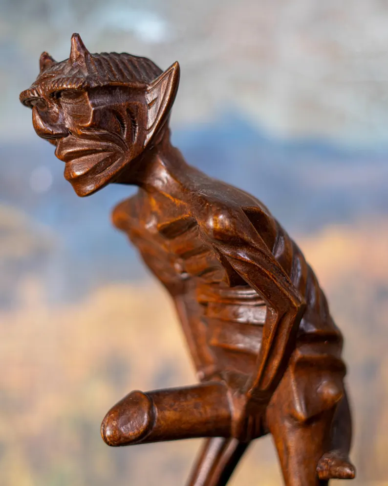 🪵 Handcrafted Devilish Wooden Figurine