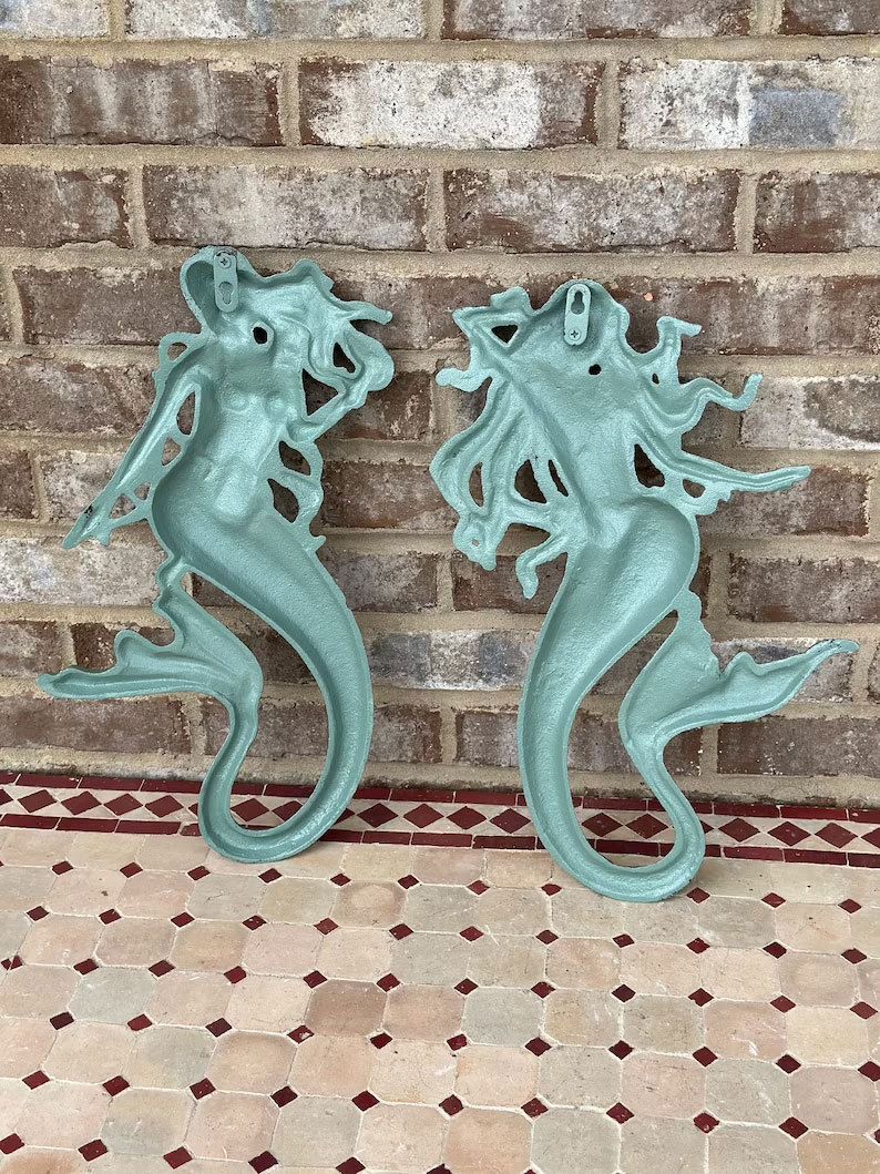 Cast Iron Nautical Mermaid Plaque Wall Hanging Rustic