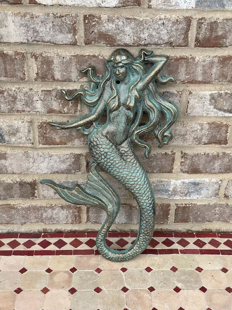 Cast Iron Nautical Mermaid Plaque Wall Hanging Rustic