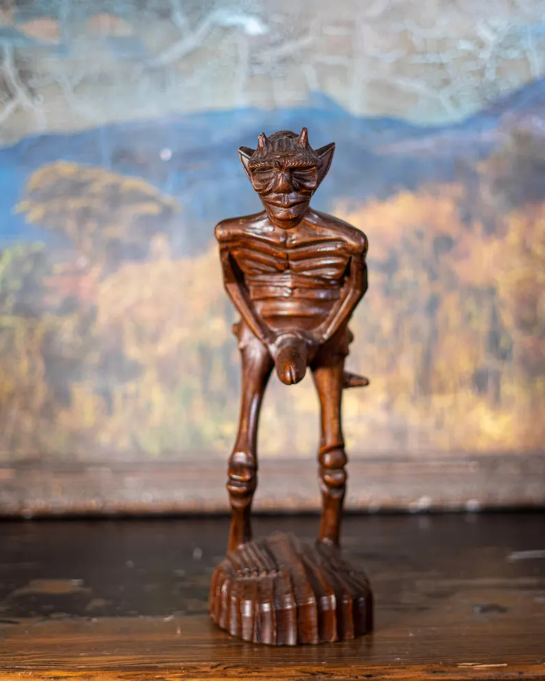 🪵 Handcrafted Devilish Wooden Figurine