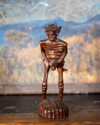 🪵 Handcrafted Devilish Wooden Figurine