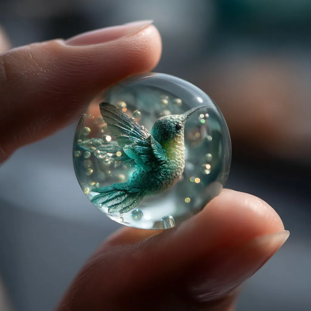 🕊️ Hummingbird Decorative Marble – Crystal Glass Ornament