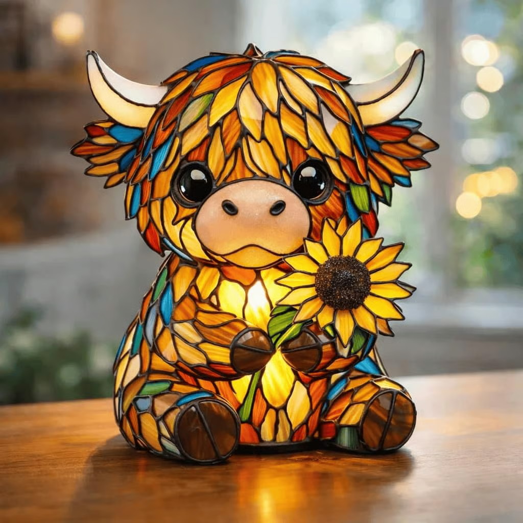 🌻Mother's Day Sale 49% OFF- 🐮Highland Cow Sunflower Lamp – Warm Glow Meets Whimsical Charm✨