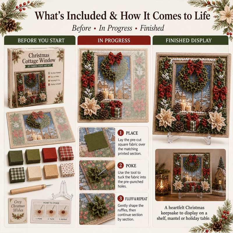 🎁 3D Christmas Fabric Poke Art Kit
