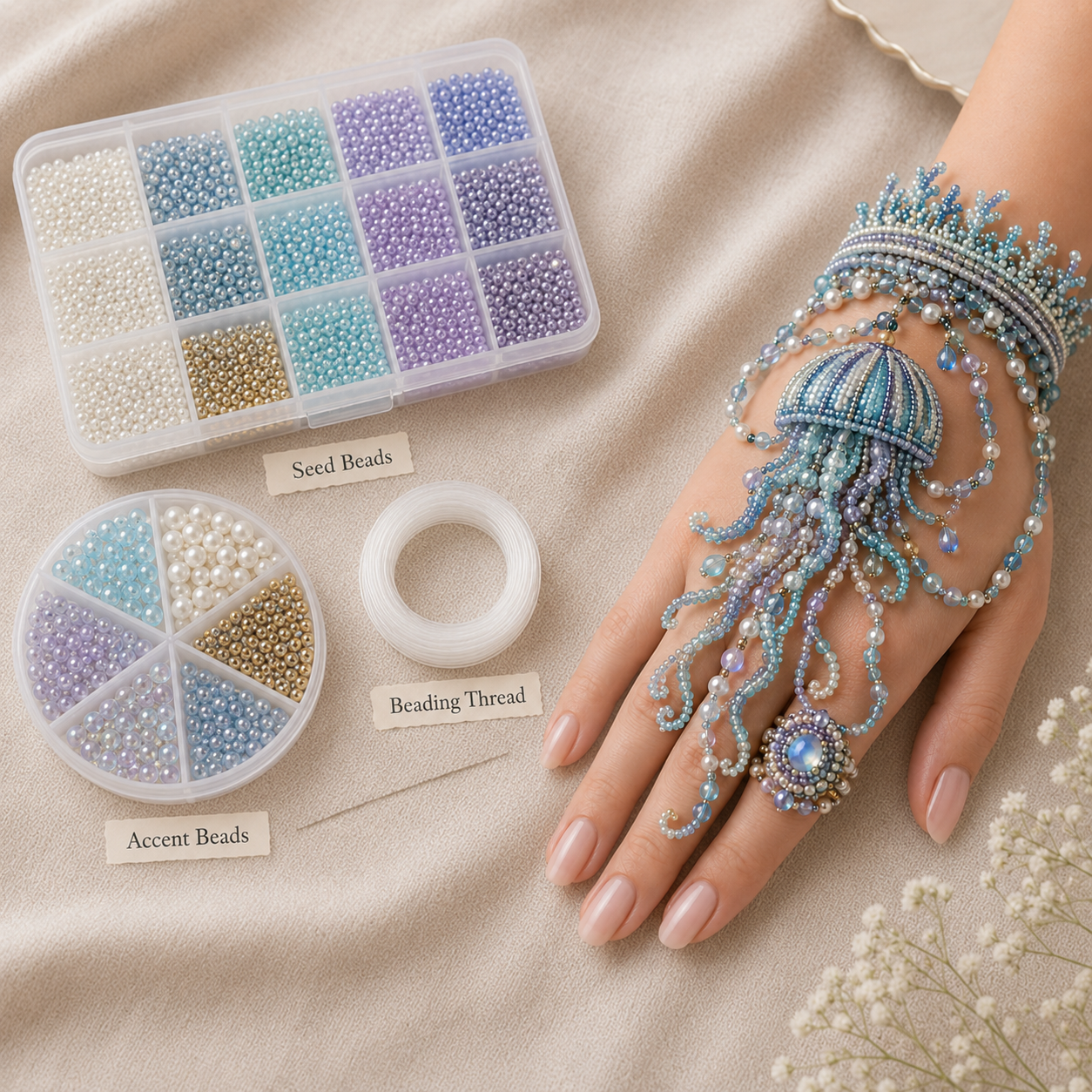🌊 DIY Ocean Beaded Bracelet Kit – Create Your Own Sea-Inspired Jewelry ✨