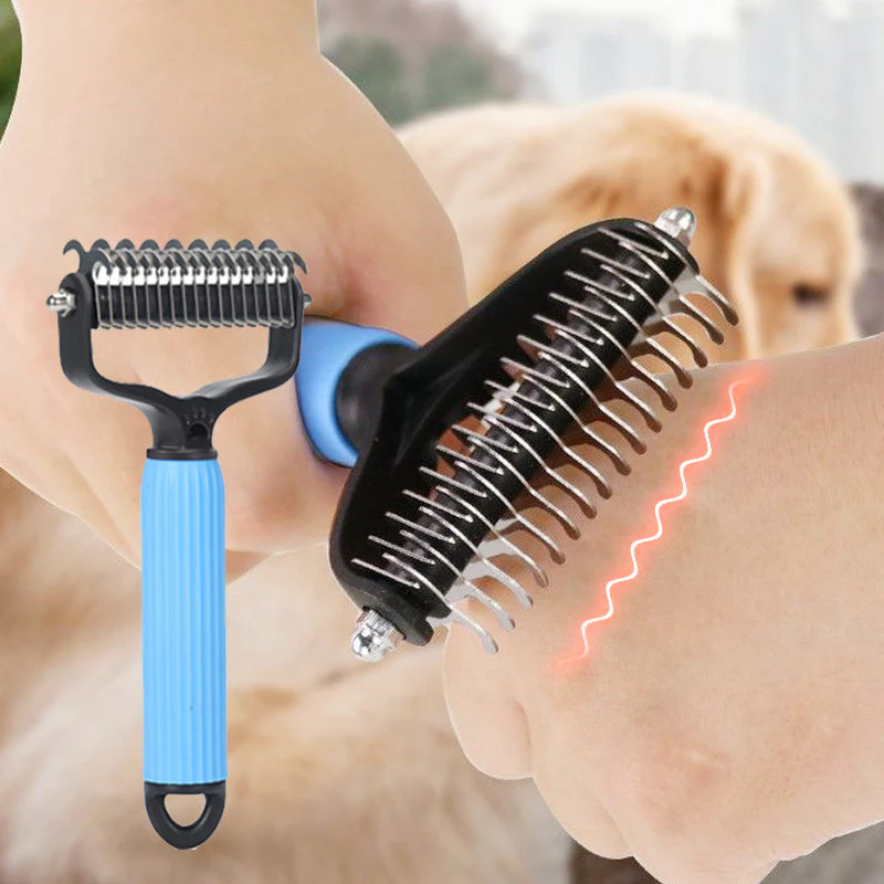 Double sided pet grooming brush