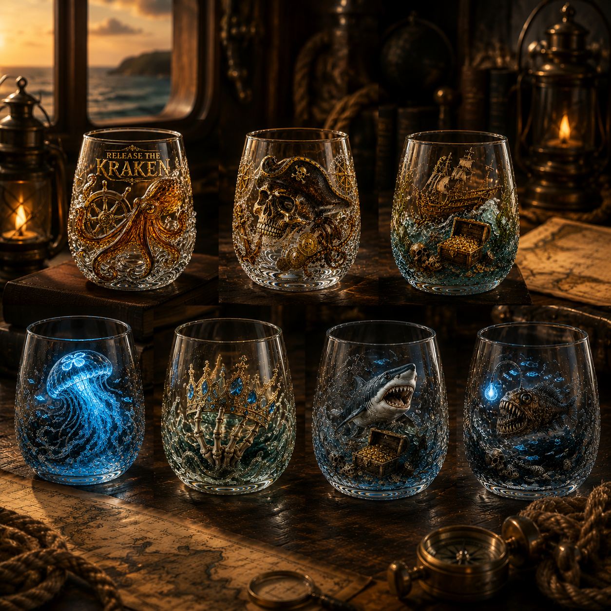 Release The Kraken Pirate Glass Collection — 7-Piece Legendary Ocean Treasure Set