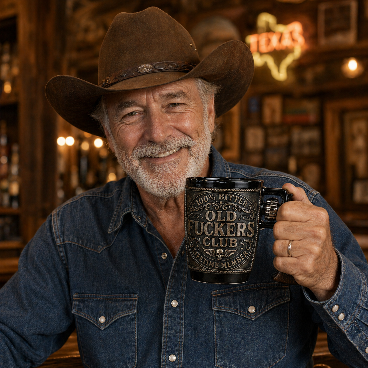 Old Timers Club Funny Western Mug