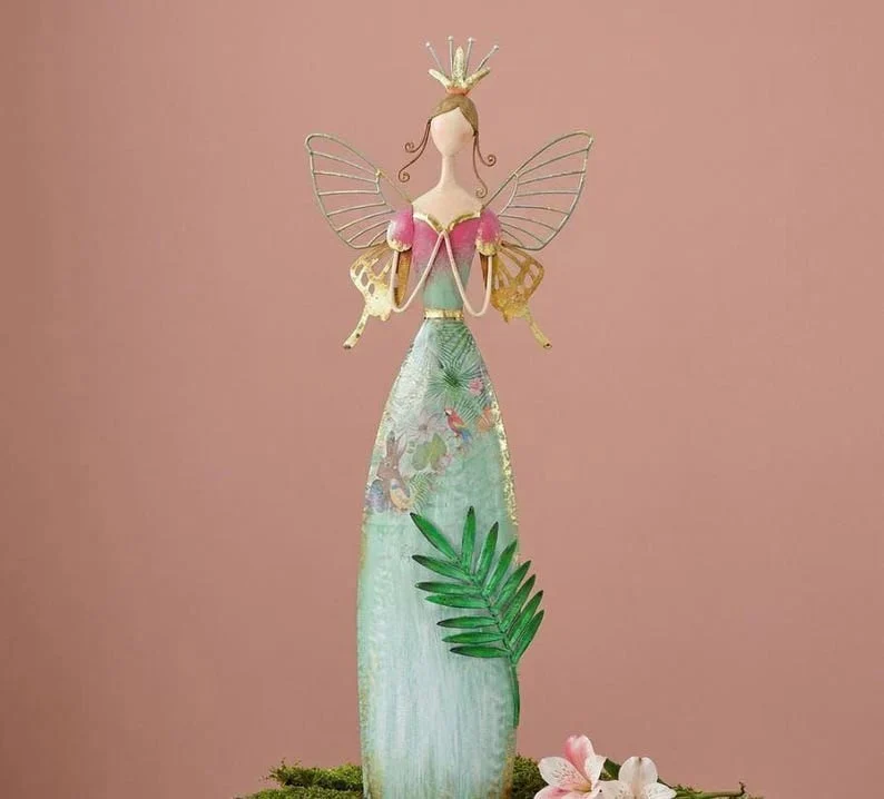 Whimsical Fairy Garden Statue – Hand-Painted Angel Figurine for Home & Patio Decor