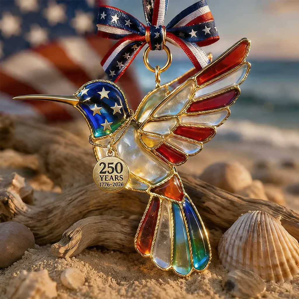 America 250th Anniversary Patriotic Hummingbird Ornament