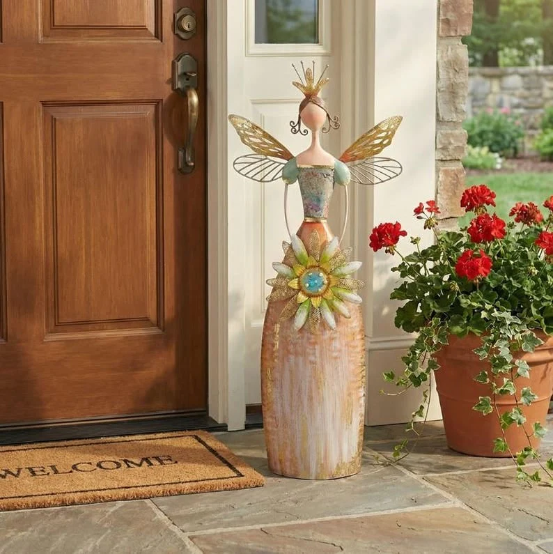 Whimsical Fairy Garden Statue – Hand-Painted Angel Figurine for Home & Patio Decor