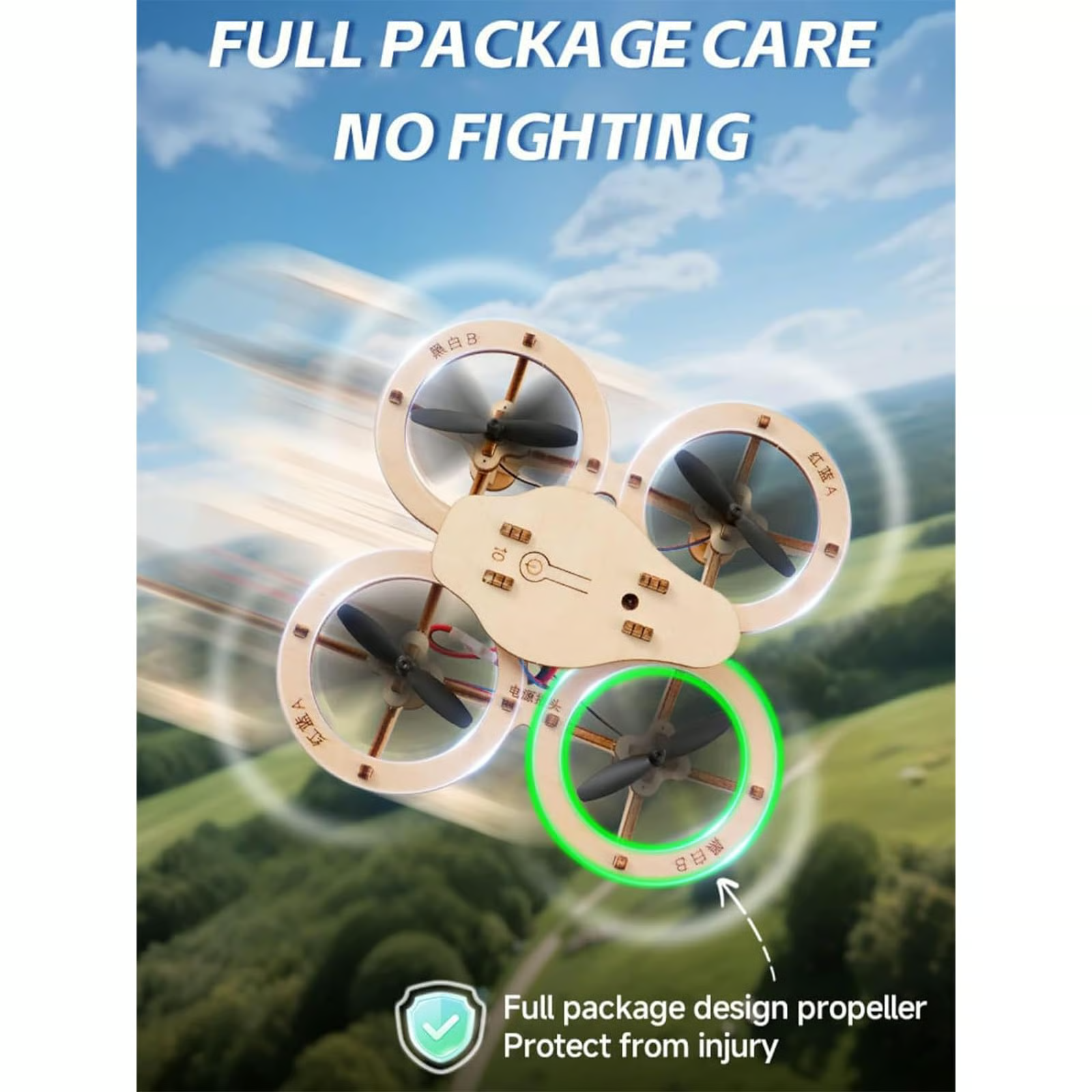 🔥Top Gift 2026 🎁 DIY Wooden Drone Assembly Kit, 2.4GHz RC Quadcopter with 360° Flip, Emergency Stop & Beginner Friendly Controls, STEM Building Toy for Teens & Adults