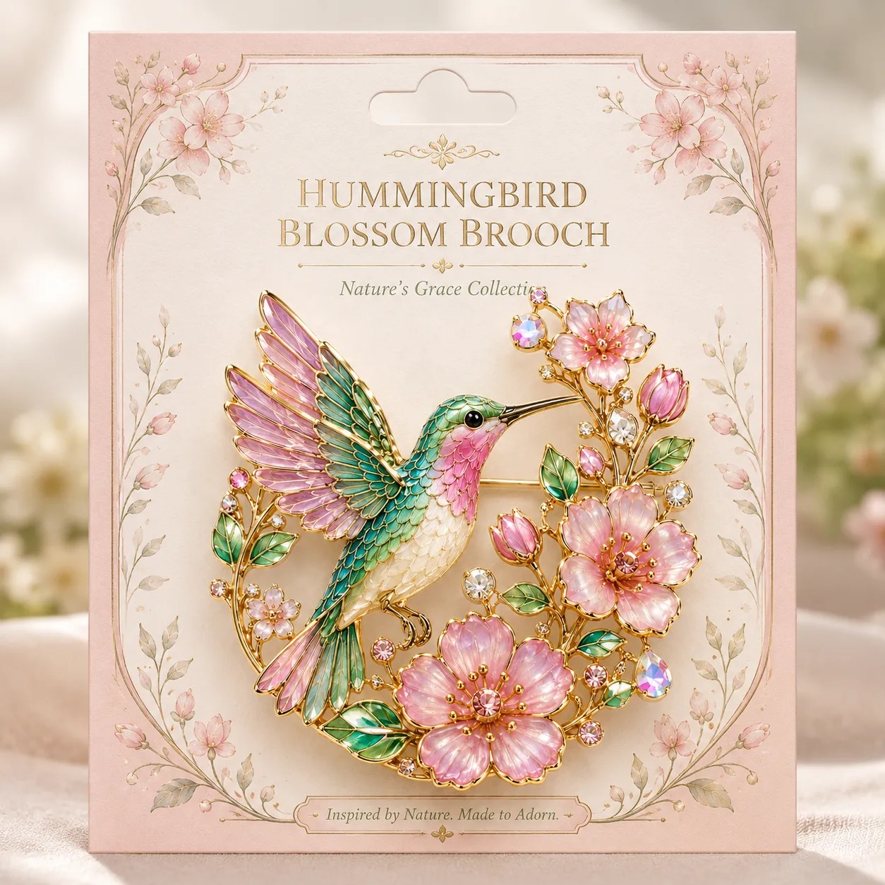 🌸Hummingbird Blossom Brooch