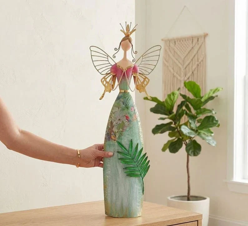 Whimsical Fairy Garden Statue – Hand-Painted Angel Figurine for Home & Patio Decor