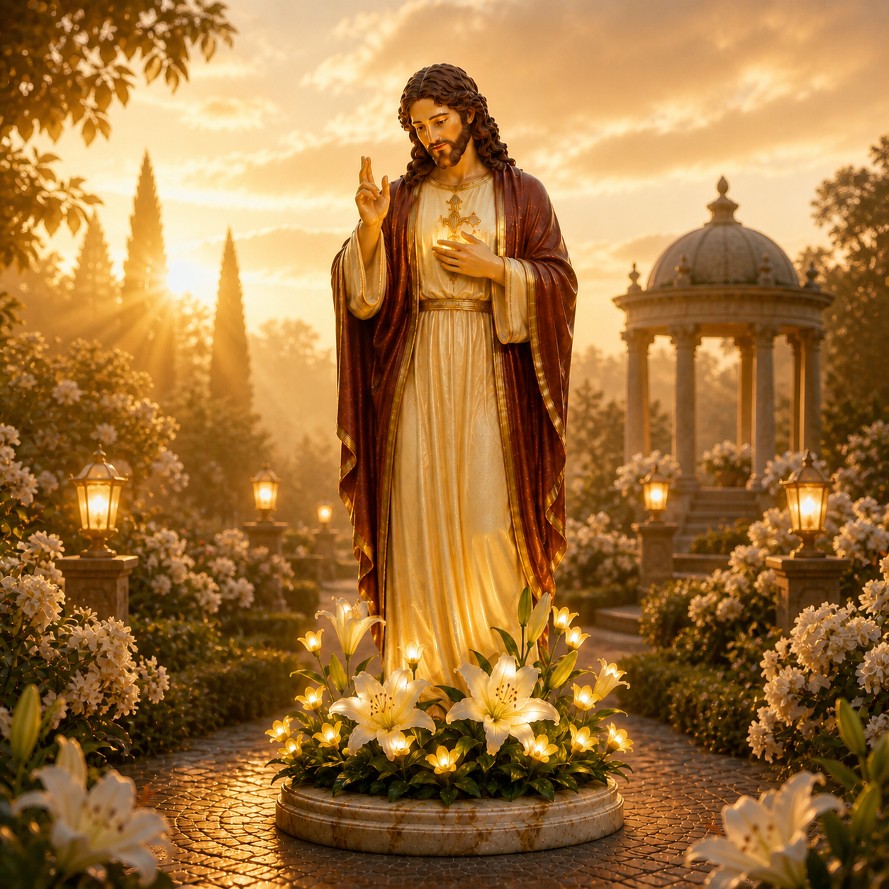 ✨ Blessed Garden Collection – Jesus & Virgin Mary Solar Light Statues